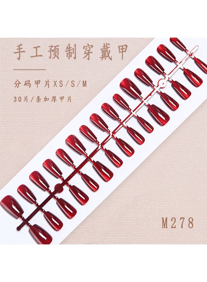 Instant Wear Luxury Press-on Nails – 24pcs Reusable Set –Metallic Wine Red Chrome False Nails  – Salon Look at Home - Image 1